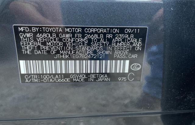 JTHBK1EG7B2472121 - 2011 LEXUS ES 350 GRAY photo 10