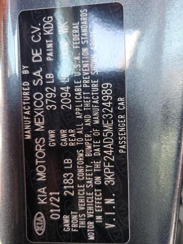 3KPF24AD5ME324989 - 2021 KIA FORTE FE GRAY photo 13