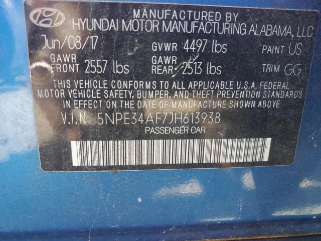 5NPE34AF7JH613938 - 2018 HYUNDAI SONATA SPORT BLUE photo 12