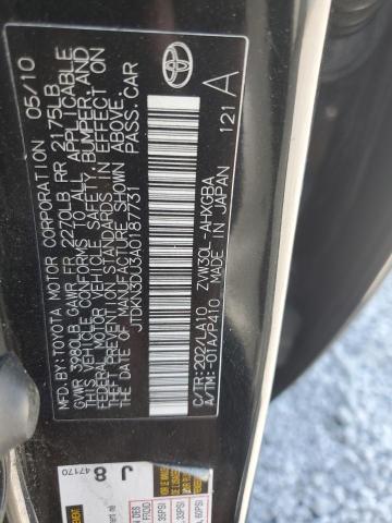 JTDKN3DU3A0187731 - 2010 TOYOTA PRIUS შავი ფოტო 12