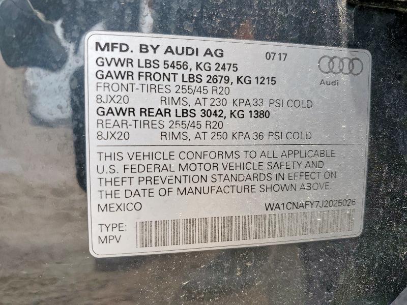 WA1CNAFY7J2025026 - 2018 AUDI Q5 PRESTIGE CHARCOAL photo 14