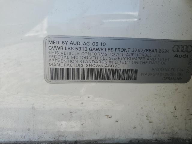 WAUKGAFB1BN005195 - 2011 AUDI A6 PRESTIGE თეთრი ფოტო 12