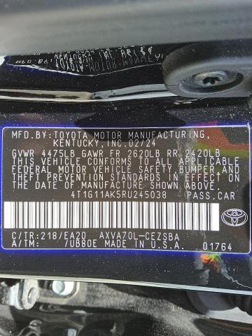 4T1G11AK5RU245038 - 2024 TOYOTA CAMRY SE NIGHT SHADE BLACK photo 12