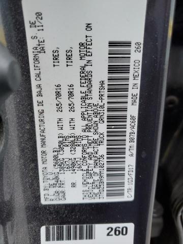 3TMDZ5BN9MM102736 - 2021 TOYOTA TACOMA DOUBLE CAB CHARCOAL photo 12