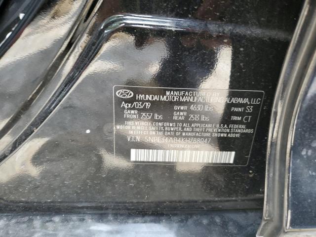 5NPE34AB4KH788047 - 2019 HYUNDAI SONATA LIMITED TURBO BLACK photo 13