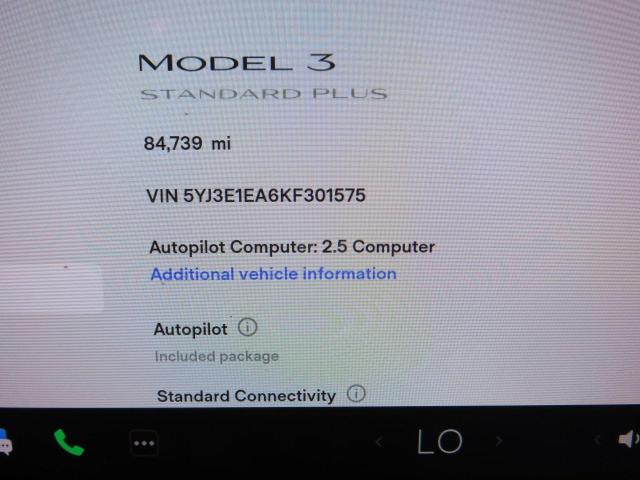 5YJ3E1EA6KF301575 - 2019 TESLA MODEL 3 BLACK photo 8