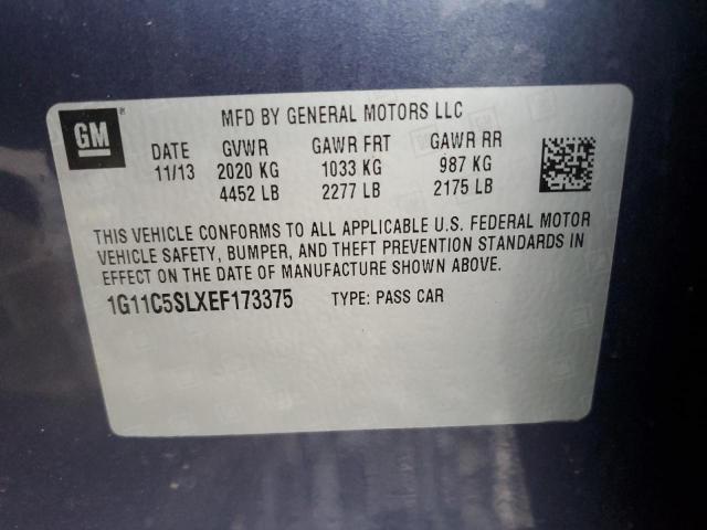 1G11C5SLXEF173375 - 2014 CHEVROLET MALIBU 1LT BLUE photo 12