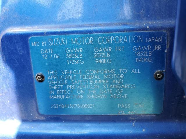 JS2YB413X75108027 - 2007 SUZUKI SX4 BLUE photo 12