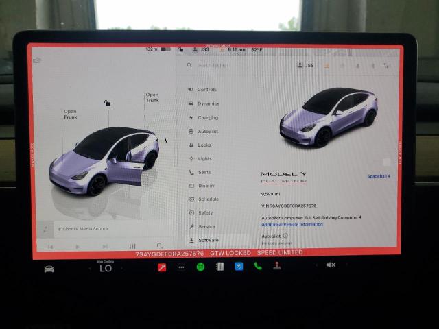 7SAYGDEF0RA257676 - 2024 TESLA MODEL Y WHITE photo 9