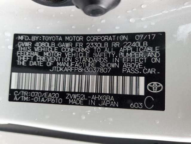 JTDKARFP8H3037807 - 2017 TOYOTA PRIUS PRIM 白色 照片 13