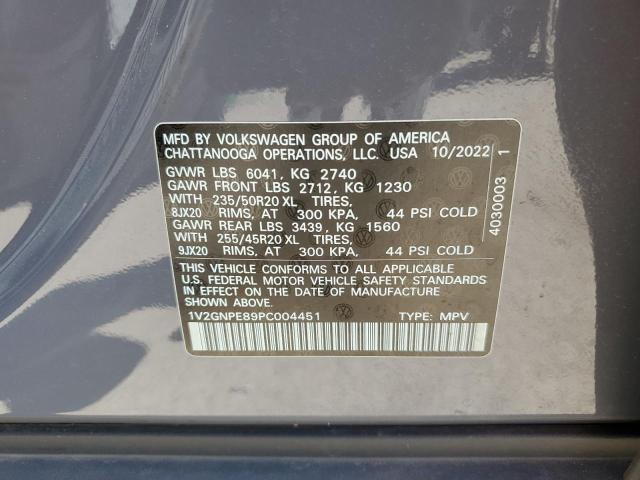 1V2GNPE89PC004451 - 2023 VOLKSWAGEN ID.4 PRO S ნაცრისფერი ფოტო 12