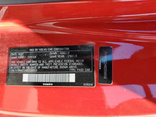 YV1MK672482058953 - 2008 VOLVO C30 T5 RED photo 12