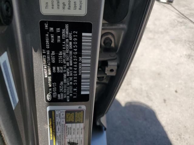 5XXGR4A63FG450912 - 2015 KIA OPTIMA SX ნაცრისფერი ფოტო 12