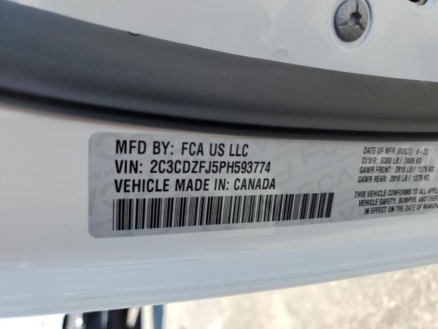 2C3CDZFJ5PH593774 - 2023 DODGE CHALLENGER R/T SCAT PACK WHITE photo 12