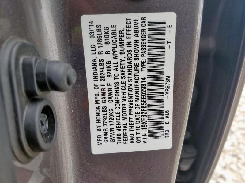 19XFB2F85EE029814 - 2014 HONDA CIVIC EX GRAY photo 13