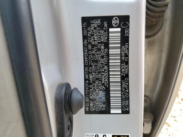 JTDKN3DU8F1937156 - 2015 TOYOTA PRIUS 银色 照片 12