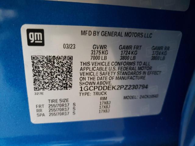 1GCPDDEK2PZ230794 - 2023 CHEVROLET 1500 K1500 LT BLUE photo 12