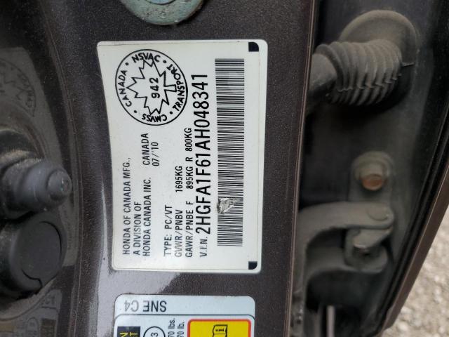 2HGFA1F61AH048341 - 2010 HONDA CIVIC LX-S 棕色 照片 12