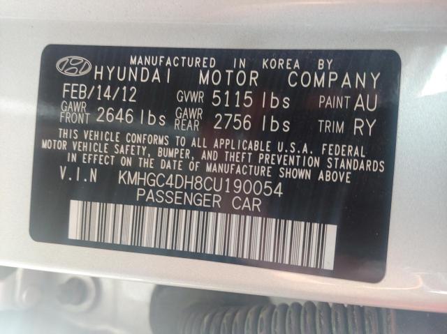 KMHGC4DH8CU190054 - 2012 HYUNDAI GENESIS 5.0L SILVER photo 10