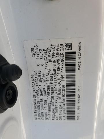 2HGFC4B84LH303036 - 2020 HONDA CIVIC SPORT 白色 照片 12