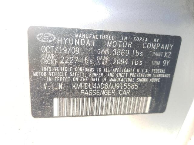 KMHDU4AD8AU915585 - 2010 HYUNDAI ELANTRA BLUE SILVER photo 10