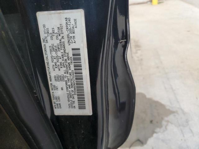 5TESN92NXYZ701423 - 2000 TOYOTA TACOMA XTRACAB PRERUNNER შავი ფოტო 12