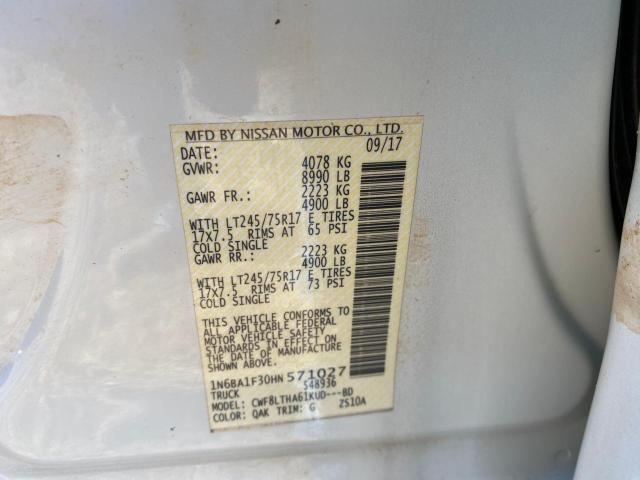 1N6BA1F30HN571027 - 2017 NISSAN TITAN XD S WHITE photo 10