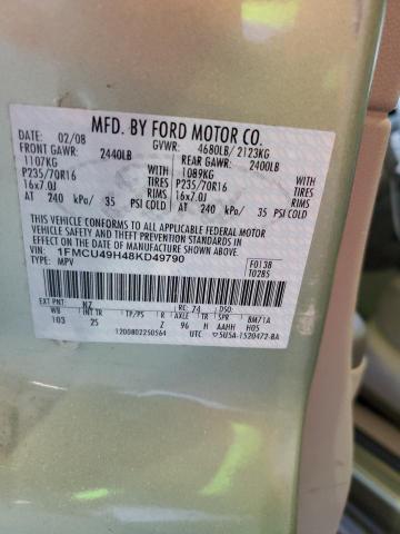 1FMCU49H48KD49790 - 2008 FORD ESCAPE HEV GREEN photo 12