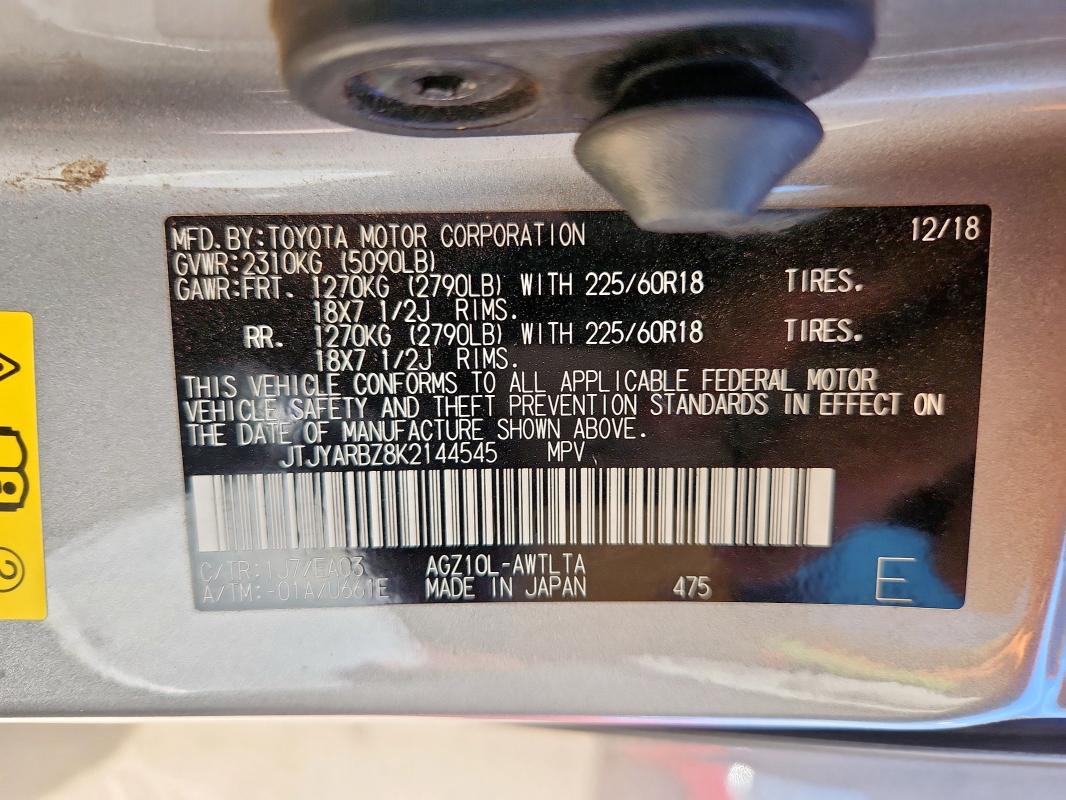 JTJYARBZ8K2144545 - 2019 LEXUS NX 300 BASE Plata foto 13