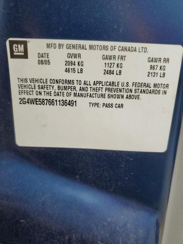 2G4WE587661136491 - 2006 BUICK LACROSSE CXS Mavi foto 12