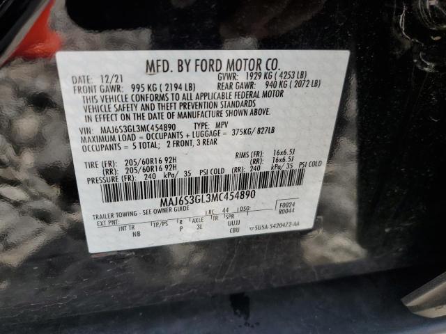 MAJ6S3GL3MC454890 - 2021 FORD ECOSPORT SE BLACK photo 13