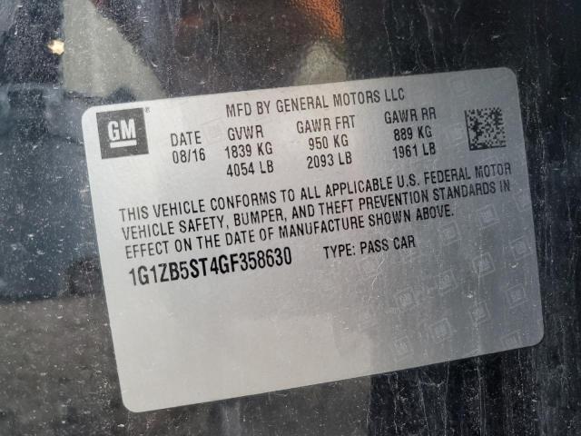 1G1ZB5ST4GF358630 - 2016 CHEVROLET MALIBU LS BLACK photo 12