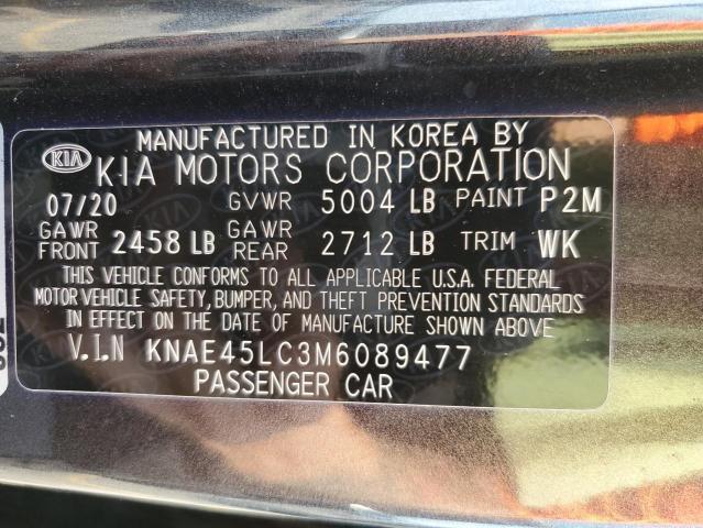 KNAE45LC3M6089477 - 2021 KIA STINGER GT1 GRAY photo 12