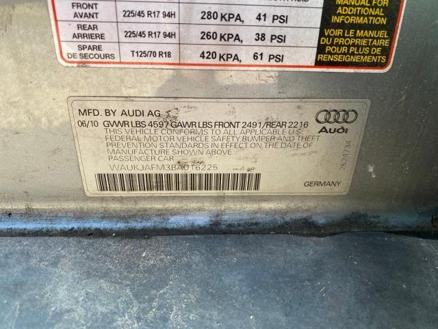 WAUKJAFM3BA016225 - 2011 AUDI A3 PREMIUM PLUS GRAY photo 10