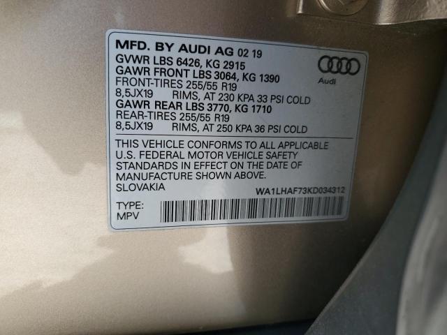 WA1LHAF73KD034312 - 2019 AUDI Q7 PREMIUM PLUS 灰色 照片 13