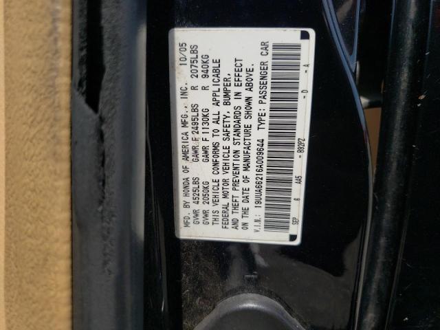 19UUA66216A009644 - 2006 ACURA 3.2TL BLACK photo 12