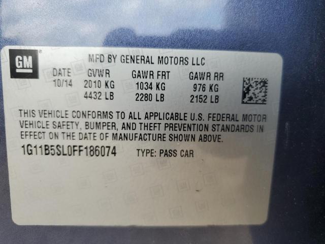 1G11B5SL0FF186074 - 2015 CHEVROLET MALIBU LS BLUE photo 12