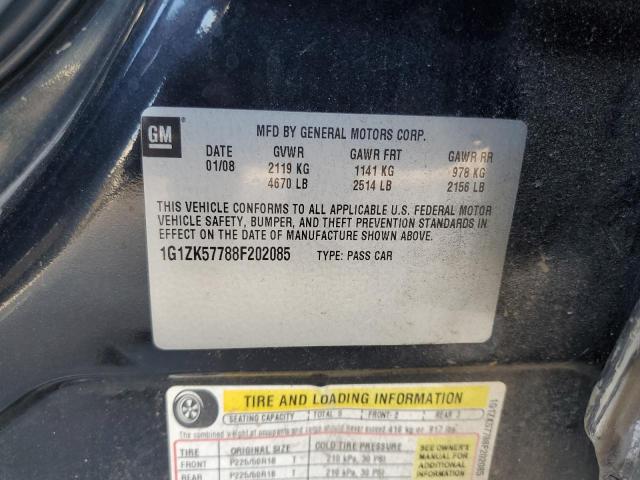 1G1ZK57788F202085 - 2008 CHEVROLET MALIBU LTZ შავი ფოტო 12