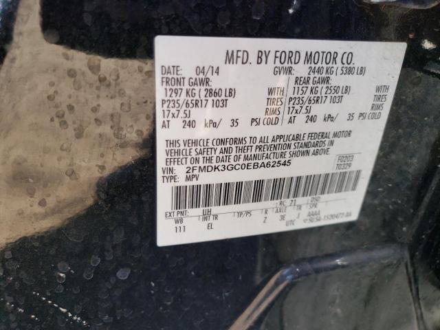 2FMDK3GC0EBA62545 - 2014 FORD EDGE SE BLACK photo 12