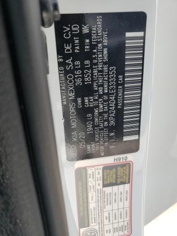 3KPA24AD4LE333353 - 2020 KIA RIO LX WHITE photo 12