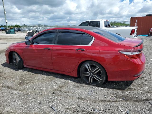 1HGCR2F57GA029390 - 2016 HONDA ACCORD SPORT RED photo 2