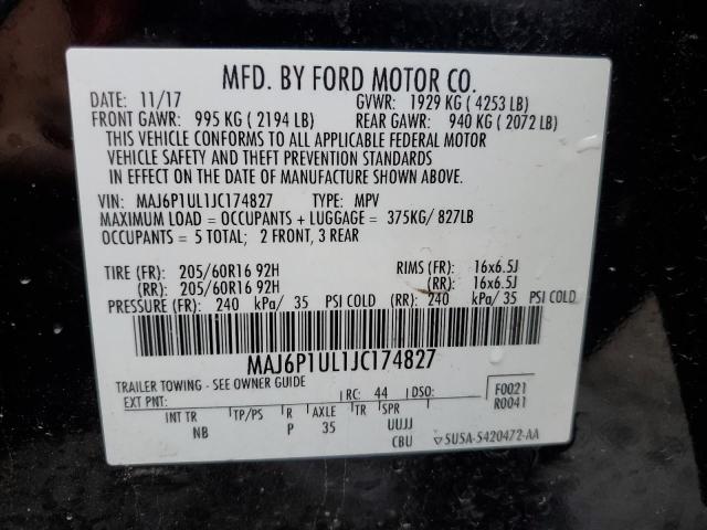 MAJ6P1UL1JC174827 - 2018 FORD ECOSPORT SE Negro foto 13