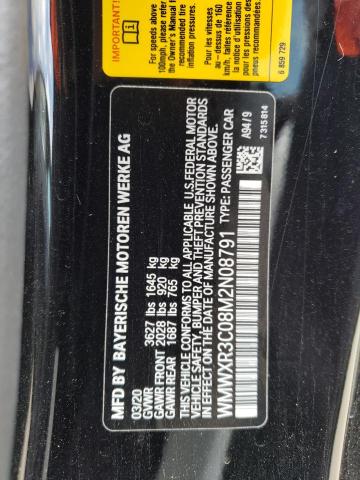 WMWXR3C08M2N08791 - 2021 MINI COOPER BLACK photo 12