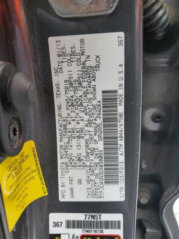 5TFJU4GN3DX038093 - 2013 TOYOTA TACOMA DOUBLE CAB PRERUNNER GRAY photo 12