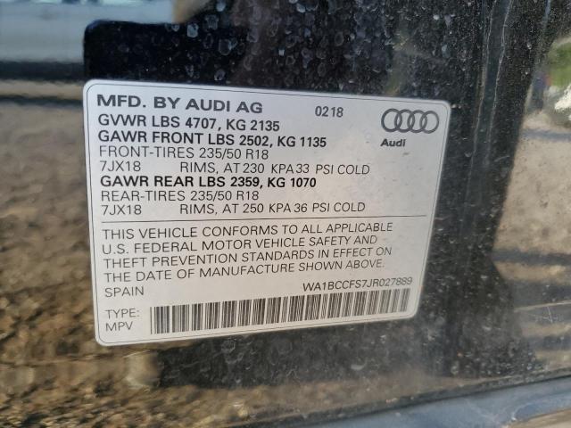 WA1BCCFS7JR027889 - 2018 AUDI Q3 PREMIUM BLACK photo 12