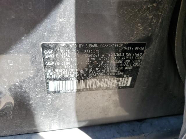 4S4BTGPD1L3227438 - 2020 SUBARU OUTBACK TOURING LDL GRAY photo 13