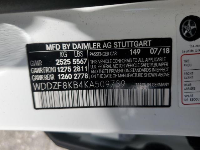 WDDZF8KB4KA509739 - 2019 MERCEDES-BENZ E 63 AMG-S 4MATIC WHITE photo 12