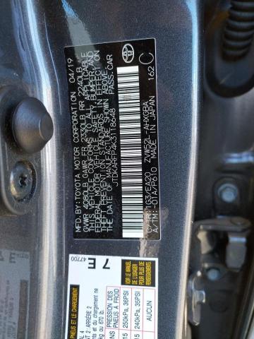 JTDKARFP4K3118648 - 2019 TOYOTA PRIUS PRIM 石墨色 照片 10