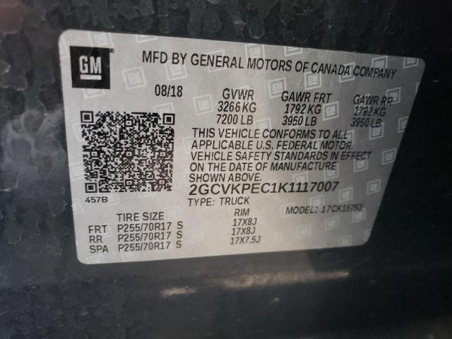 2GCVKPEC1K1117007 - 2019 CHEVROLET 1500 K1500 LT GRAY photo 12