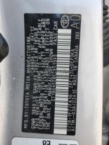 2T1BU4EE8CC851949 - 2012 TOYOTA COROLLA BASE Silber Foto 13